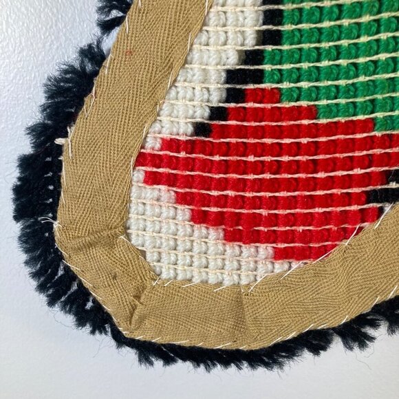 Vintage Latch Hook Snowman Stocking Wall Hanging 12 x 26" Red White Green - Picture 5 of 5